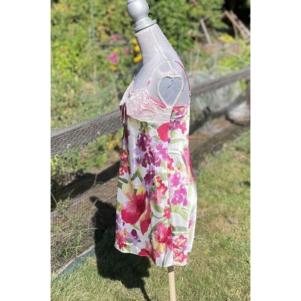 Vintage Morgan Taylor Slip Dress Peignoir Robe Lingerie Set M Pink Floral Satin - Picture 2 of 11